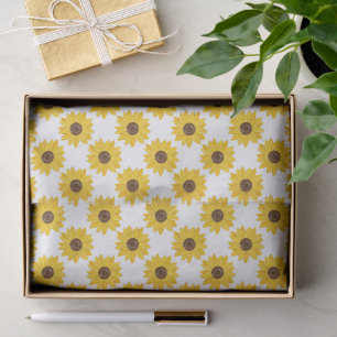 Golden Sunflowers Grid Pattern Tissue Paper