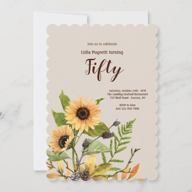 Golden Sunflowers Invitation (Front)