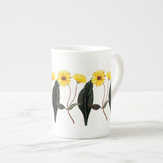 Golden Sunflowrs Botanical Bone China Mug (Front Right)
