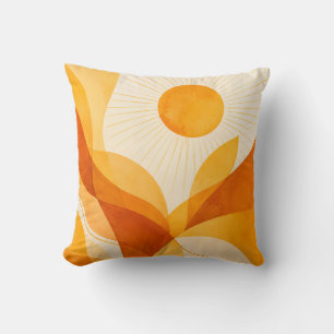 Golden Sunrise Abstract Throw Pillow
