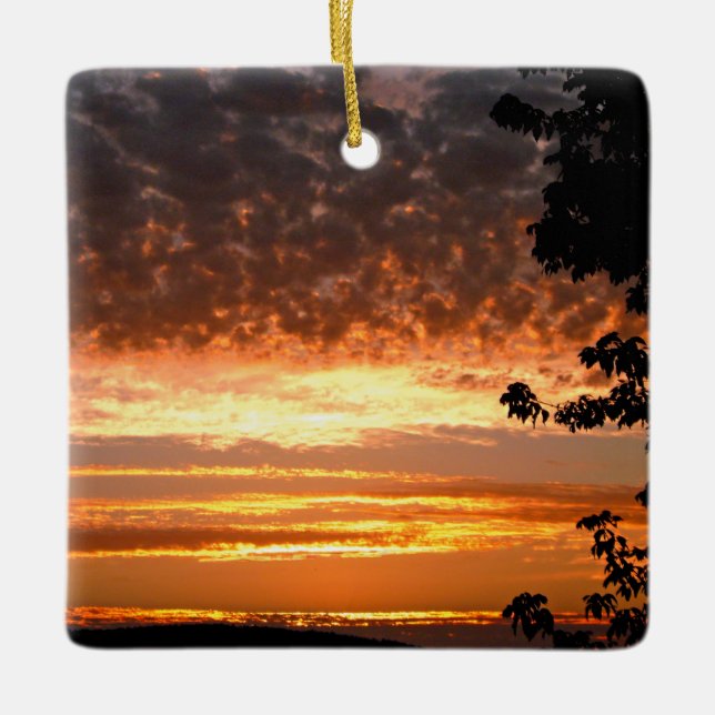 Golden Sunrise Ceramic Ornament (Front)