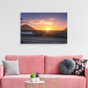 Golden Sunrise over Lanzarote Volcanic Vineyard Canvas Print