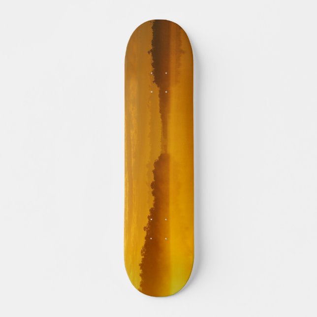 Golden sunrise skateboard deck (Front)