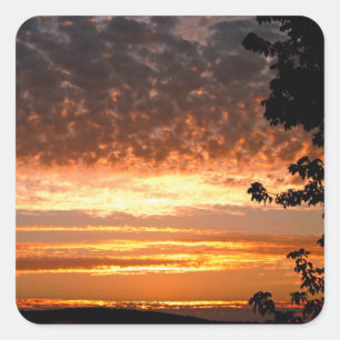 Golden Sunrise Square Sticker