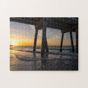 Golden Sunrise Under Pensacola Pier Jigsaw Puzzle