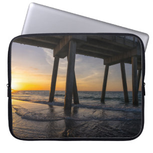 Golden Sunrise Under Pensacola Pier Laptop Sleeve