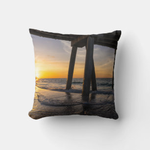 Golden Sunrise Under Pensacola Pier Pillow