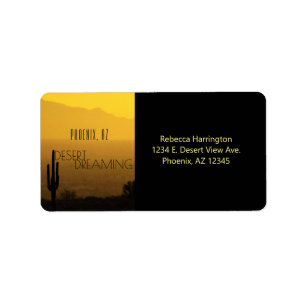 Golden Sunset Cacti Phoenx Arizona Desert Dreaming Label