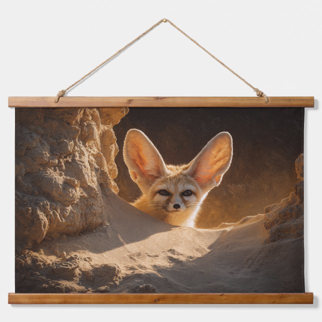 Golden Sunset Fennec Fox Desert Wall Art (Front)