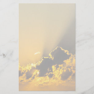Golden Sunset Illuminating a Cloud Stationery