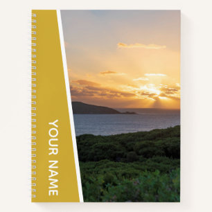 Golden Sunset Landscape Photo Australia, Gold Notebook