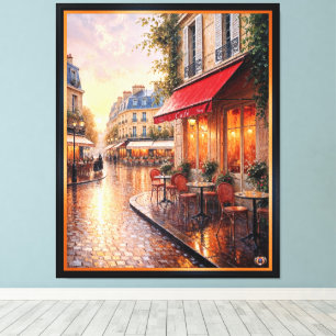 Golden Sunset Light On A Rainy Town Café Canvas Print