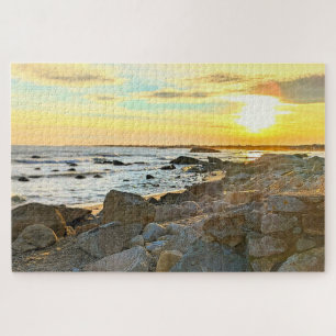 Golden Sunset Ocean Photo Nature photography Jigsaw Puzzle
