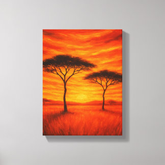 Golden Sunset Over African Trees Canvas Print