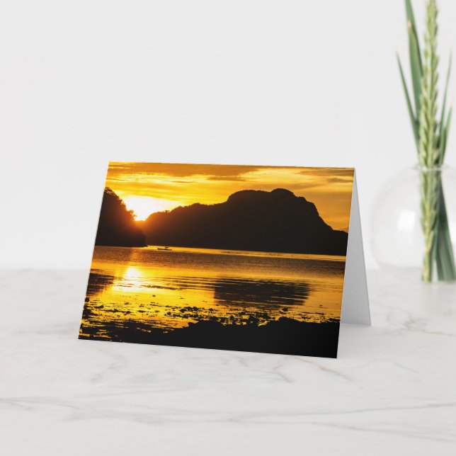 Golden Sunset Over Bay Card (Front)