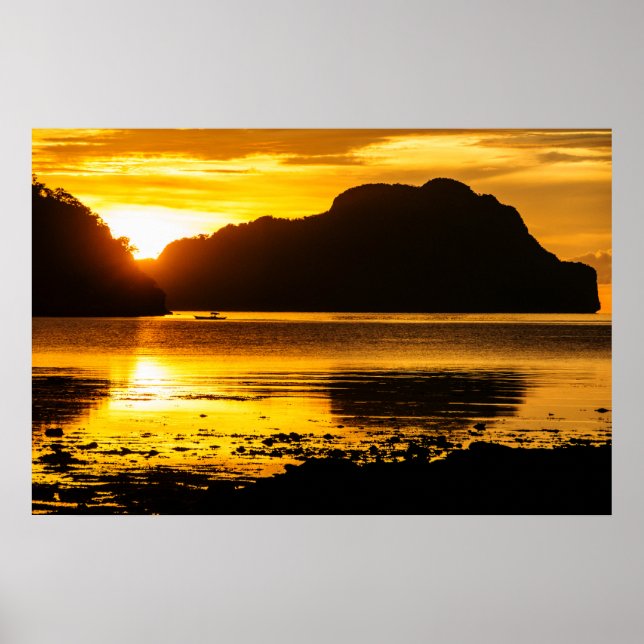 Golden Sunset Over Bay Poster (Front)