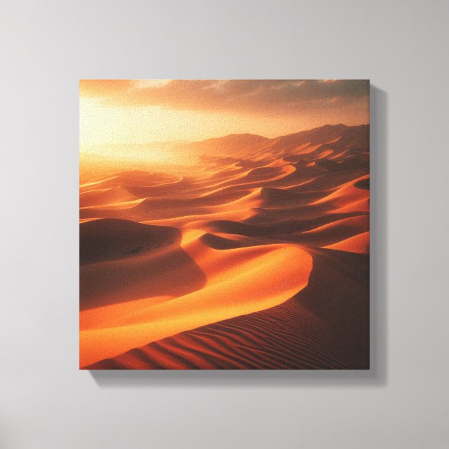 Golden Sunset Over Peaceful Rolling Desert Sand Canvas Print (Front)