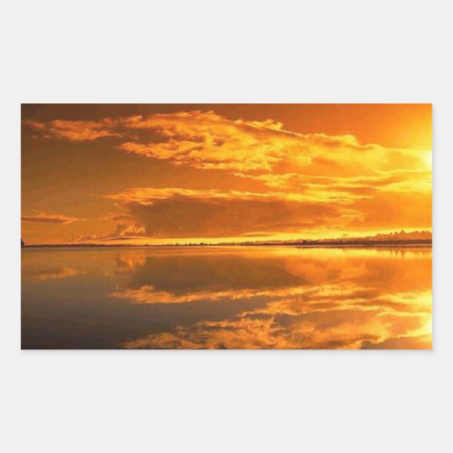 Golden sunset rectangular sticker (Front)