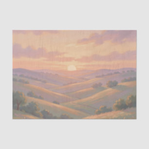 Golden Sunset Rolling Hills Pastel Landscape Tissue Paper