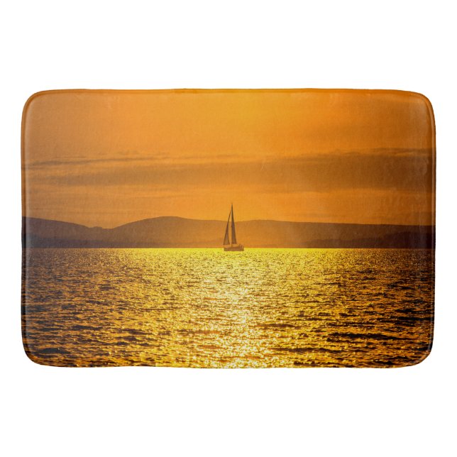 Golden Sunset Sail Bath Mat (Front)