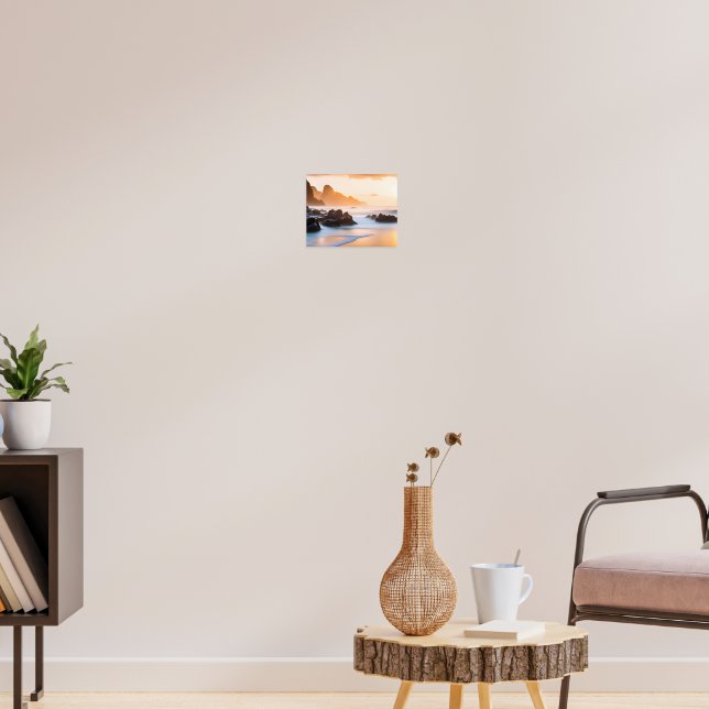 Golden Sunset Seascape Waves Poster (Living Room 3)