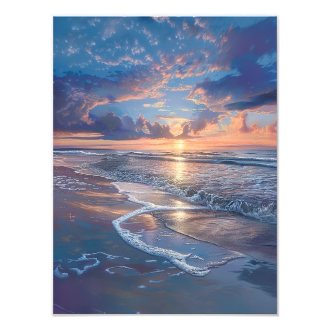 Golden Sunset Serenity – Tranquil Beach Wall Art (Front)