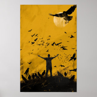 Golden Sunset Silhouette Poster