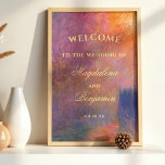 Golden Sunset Sky Monet Painting Wedding Welcome Poster<br><div class="desc">Bring timeless art and sophistication to your wedding with this romantic and moody jewel-tone design featuring a digitally enhanced version of Claude Monet’s painting, The Houses of Parliament, Sunset (1904). The original masterpiece has been artistically refined and color-enhanced to highlight sunset colors of golden orange, deep violet, and pink tones,...</div>
