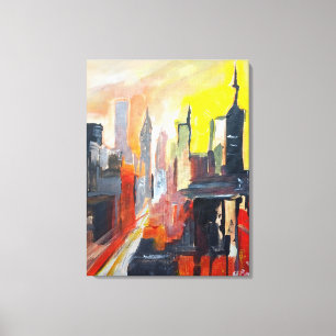 Golden Sunset Skyline Cityscape Canvas Print