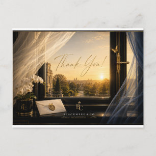 Golden Sunset Window Thank You Postcard Regal