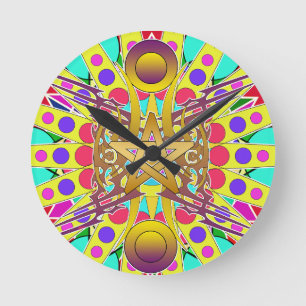 Golden Sunshine Round Clock
