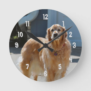 Golden Sunshine Round Clock