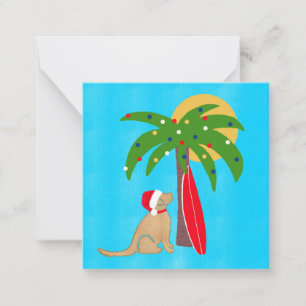 Golden Surf Dog Palm Tree Sunshine Flat Card