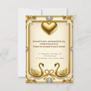 Golden Swan Pearl Wedding Celebration RSVP Card