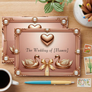 Golden Swan Rings Romantic Wedding Layout Envelope