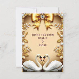 💍 Golden Swan Wedding Thank You Appreciation  💍 Card