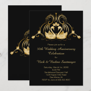 Golden Swans 50th Wedding Anniversary Celebration Invitation