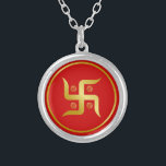Golden Swastika SIgn Silver Plated Necklace<br><div class="desc">Golden Swastika SIgn</div>