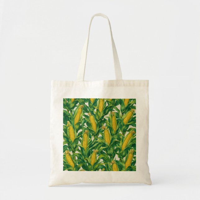Golden Sweet Corn Botanical Vegetable Pattern Tote Bag (Front)