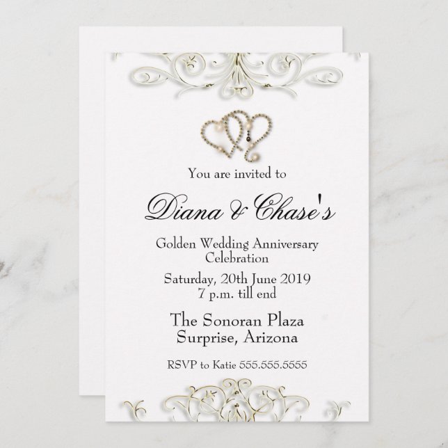 Golden Swirl 50th Anniversary Invite (Front/Back)