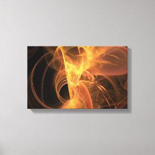Golden Swirl Abstract Fractal Flame Canvas Print