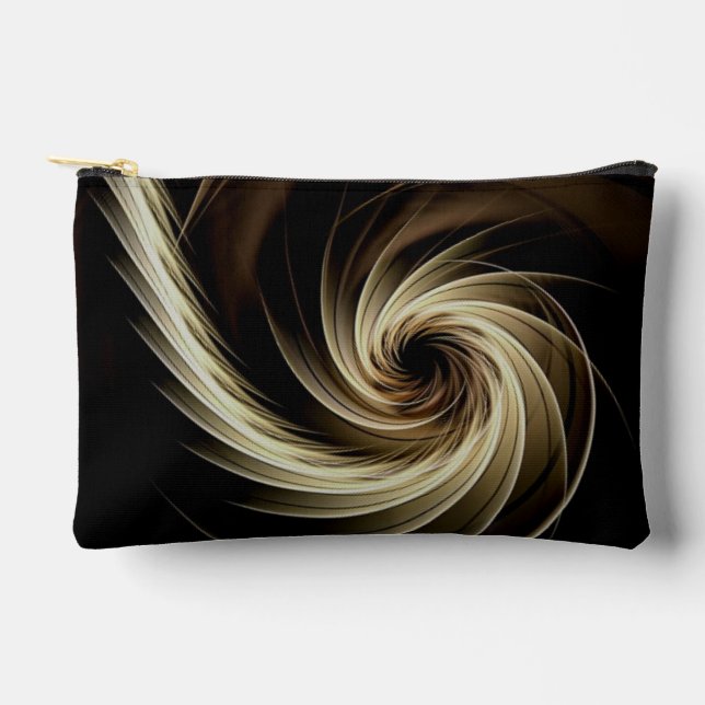 Golden Swirl Across Black  Accessory Pouch (Front)