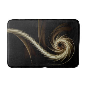 Golden Swirl Across Black  Bath Mat