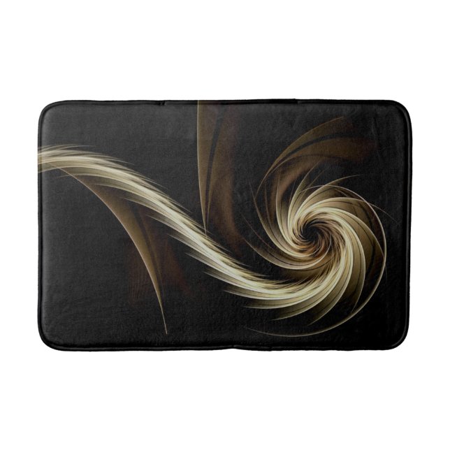 Golden Swirl Across Black  Bath Mat (Front)