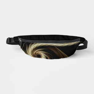 Golden Swirl Across Black Bum Bags