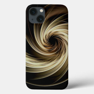 Golden Swirl Across Black iPhone 13 Case