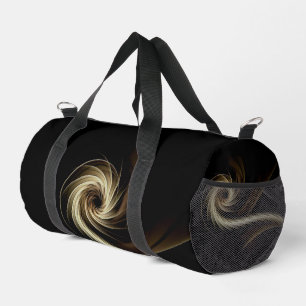 Golden Swirl Across Black Duffle Bag