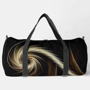 Golden Swirl Across Black Duffle Bag