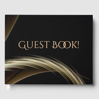 Golden Swirl Across Black Guest Book
