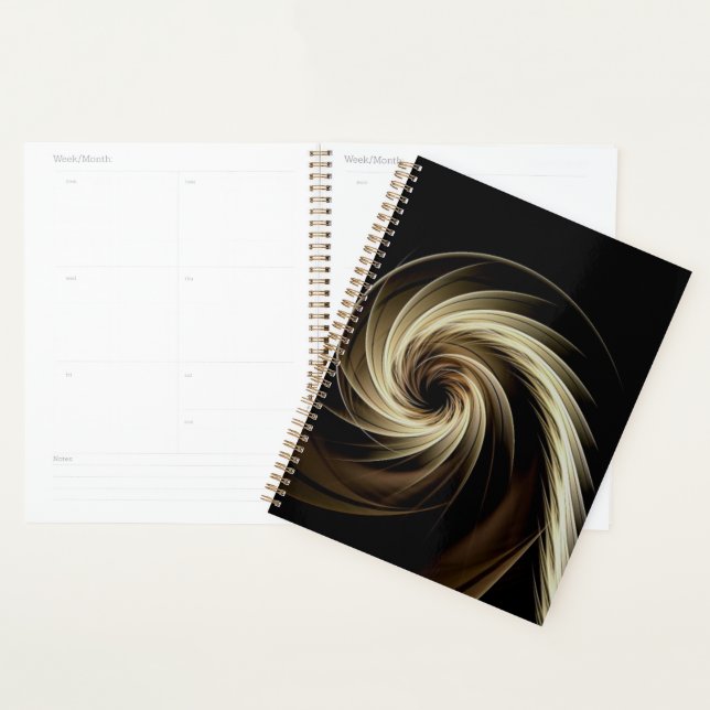 Golden Swirl Across Black  Planner (Display)
